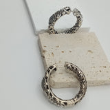 Antique Italian VTG design style silver Creole earrings