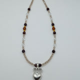 Silver heart and crown necklace Italian design