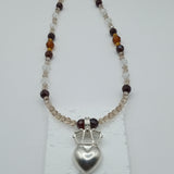 Silver heart and crown necklace Italian design