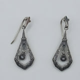 Art deco era triangular design silver earrings