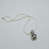 Antique Pe design inspired platinum gray natural pearl silver pendant
