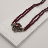 Victorian antique bohemian-style silver and garnet collar necklace