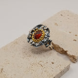 Bavarian Vintage Antique Finish Two-Tone Gold Sterling Silver Ring,