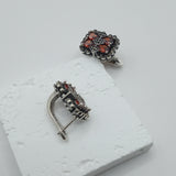 Vintage Italian design geometric Design silver and Garnet earrings