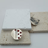 Curved geometric ear hook sterling silver and garnet earrings